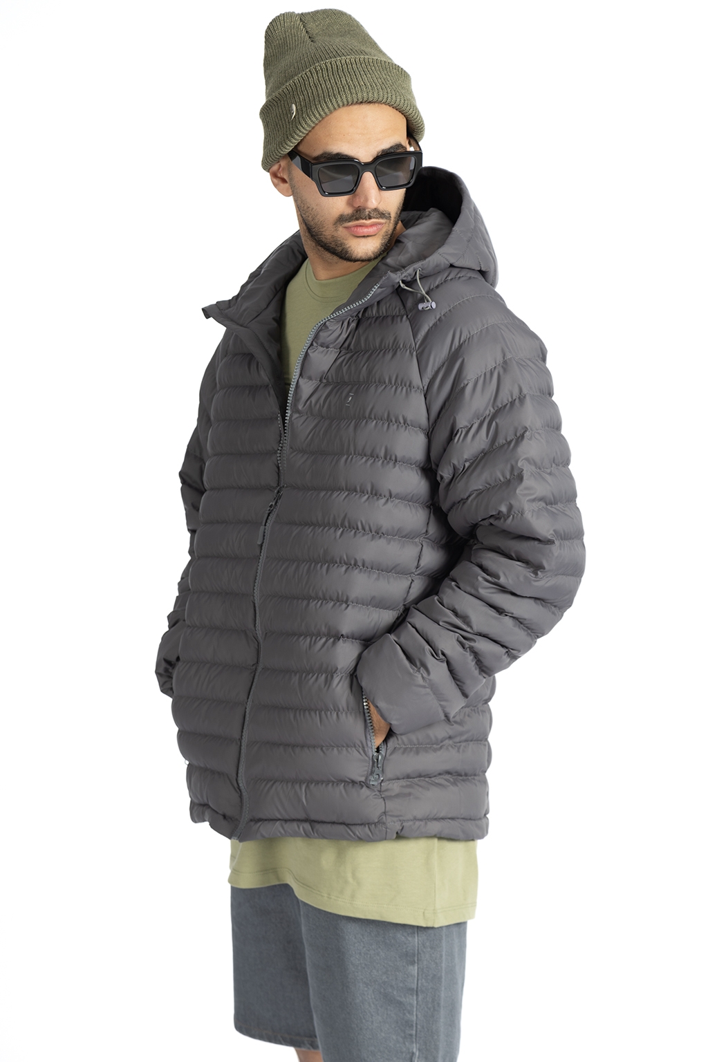 jacket puffer hooded gray 2