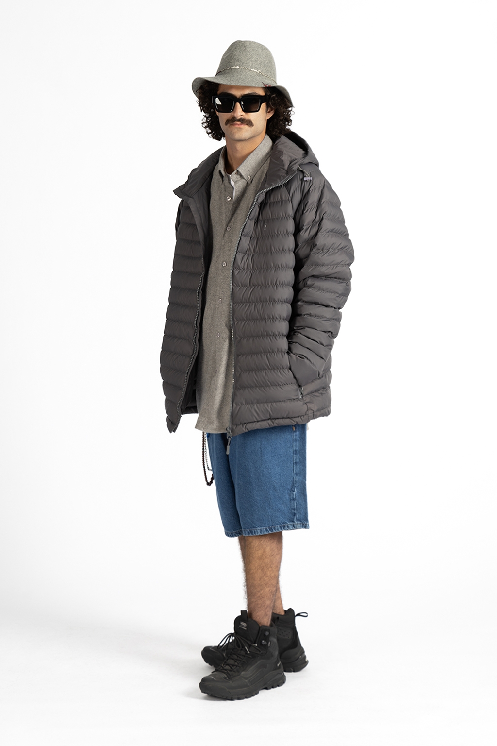 jacket puffer hooded gray 5