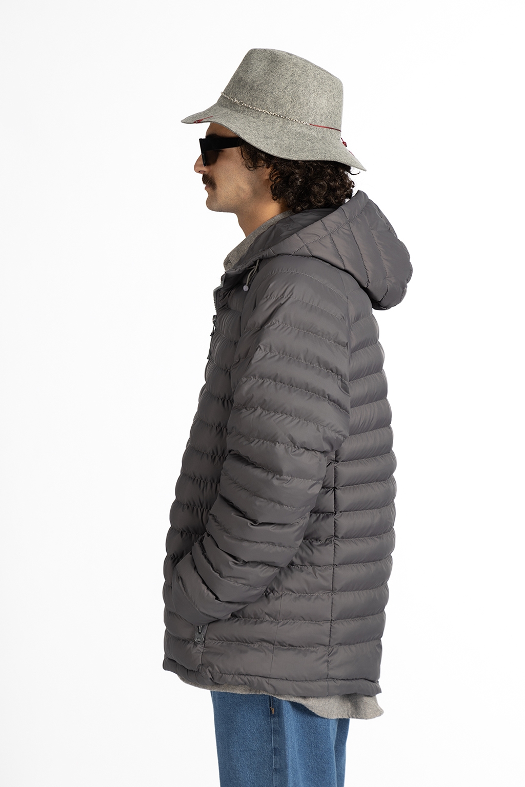 jacket puffer hooded gray 6